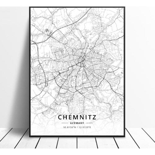 Bayreuth Chenmitz Siegen Halle Gutersloh Berlin Germany Canvas Art Map Poster wall painting for living room home decor frame