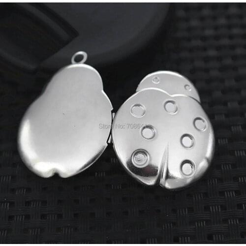 Stainless Steel SUS Photo Locket Pendant Ladybird European Charms DIY Findings Settings 29x37mm