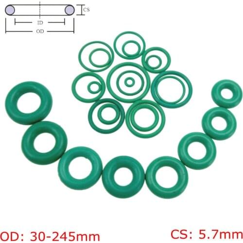 CS 5.7mm OD30-245mm Green FKM Fluorine Rubber O Ring O-Ring Oil Sealing Gasket
