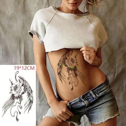 Waterproof Temporary Tattoo Sticker Flower Angel Wings Rose Lucky Rope Fake Tatto Flash Tatoo Leg Arm Hand for Men Women