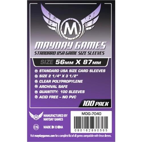 2 packs/lot MAYDAY Card Sleeve 7040 for 56*87mm cards protector clear pack case Board Games sleeves