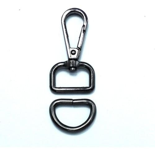 1 " wide Gunmetal Push Gate Snap Hooks Lobster Claw Clasp come with Slide Buckle and D ring
