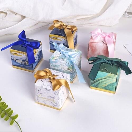 100pcs Birthday Wedding Party Favor Gift Candy Box Chocolate Boxes Bridal Shower Baby Souvenirs Paper Gift Boxes With Ribbons