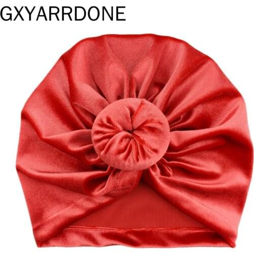 2021 Wholesale Knot Round Donut Hat Newborn Infant Toddler Caps Turban Baby Girls Beanie Velvet Hats Hair Accessories