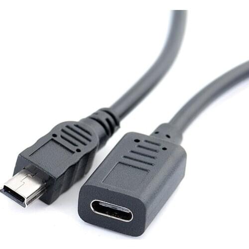 25CM USB Type-c to Mini USB Cable 2.0 5pin Mini-B Male to USB 3.1 USB-C female Converter Adapter Data Charging Cable
