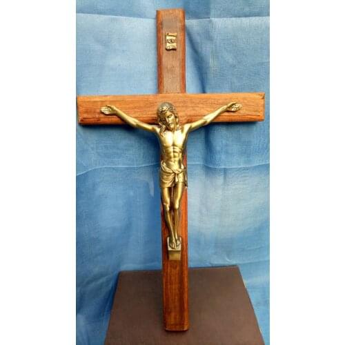 32 CM LARGE TOP CHRISTIANISM HOME DECOR JESUS CHRIST ON CROSS THE CRUCIFIXION CRUCIFIX RELIGIOUS METAL WALL DECORATION STATUE
