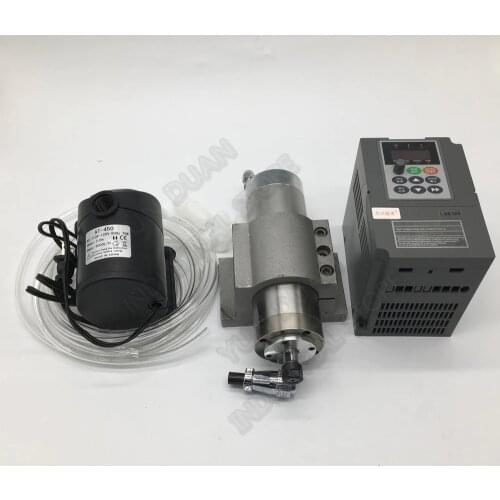 800W 24000RPM 65MM ER11 Water Cooled 4Bearings AC Spindle Motor+ 1.5KW 1PH 220V VFD for CNC Engraving Carving Router Woodworking
