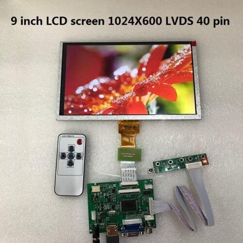 9 inch LCD screen 1024*600 LCD screen display and drive TFT display LVDS40 pin control board 2 av HDMI VGA raspberry