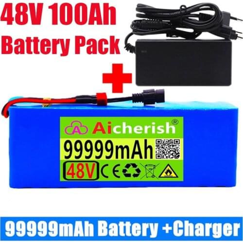 18650 Battery 1000W 13S3P 48V 100Ah Li-Ion Lithium Ion Battery Pack For Electric Bicycle E-fiets Scooter With BMS+ 54.6v Charger