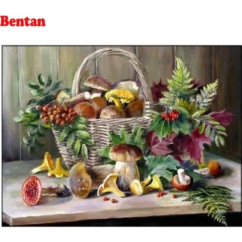 Full Square Round drill Diy diamond Painting Basket and mushrooms 5D diamond embroidery Cross Stitch Needlework Diamond mosaic
