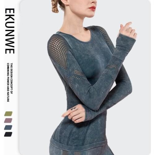 Hollow Out Fitenss Sports Shirts Long Sleeve Gym Running Tops For Women Slim Active Wear High Stretch Workout Yoga T-shirts