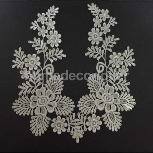 White Floral Lace Trim Venise Applique Sew On Collar Embroidered Craft DIY