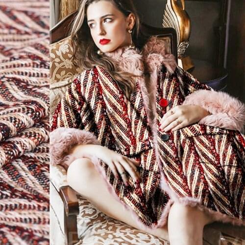 Flashy life customer-supplied Herringbone yarn-dyed jacquard wool fabric for coat christmas tissu au metre telas patchwork tissu