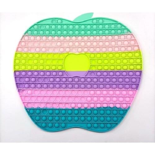 40cm Large Colour Game Fidget Toy Rainbow Apple Chess Board Push Bubble Fidget Sensory Toy For Parent-child Interactive Game Toy