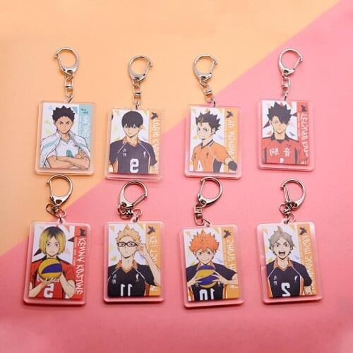 Anime Haikyuu!! Keychain Acrylic Double-sided Keyring Kawaii Key Chain Cartoon Figure Pendant Lanyard Props