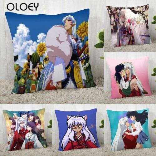 Inuyasha Anime Character Decoration Square Polyester Soft Pillowcase 45x45cm Home Bedroom Office Hotel Decorative Pillowcase