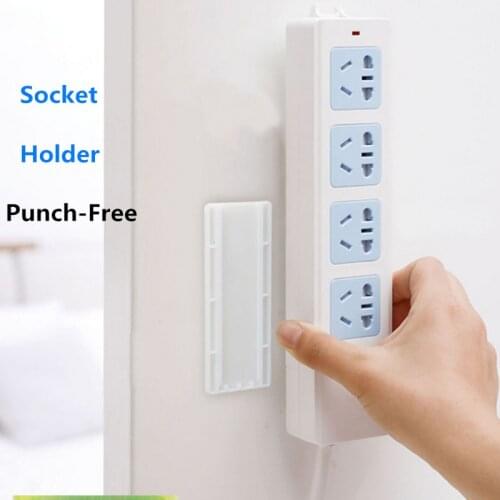Household Socket Holder Punch-free Patch Panel Socket Hanging Wall Mounted Fixed Tool Office Cable Holder Organizer