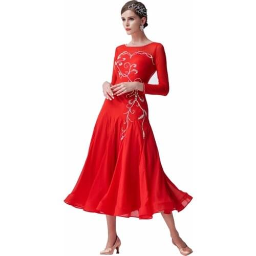 M-19310 Custom High Quality Smooth Dance Training Dresses Adult Long Modern Practice Dress Ballroom Dancing Clothes For Sale