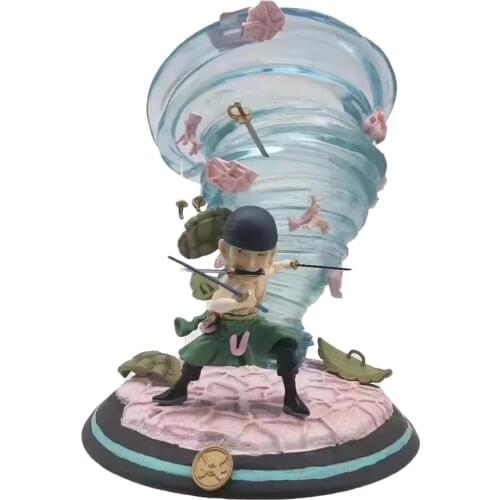 One Piece GK Action Figure Anime Roronoa Zoro Three Pole Flow Tornado Pvc Model Collection Exquisite Toy For Kids Gift Figma