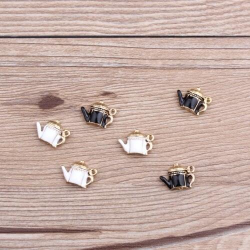 10pcs/lot Teapot Oil Drop Enamel Charm Pendants Accessories For Women Bracelet Necklace Earring Jewelry Making