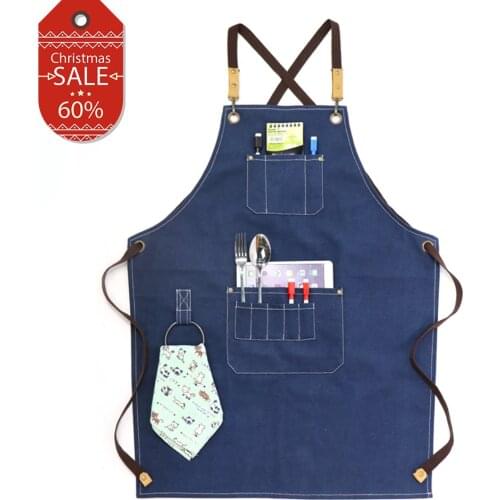 Upscale Workshop Tool Apron Chef Kitchen Aprons for Women Man Heavy Duty Thick Washed Canvas with Tool Pockets Work Wear Bib