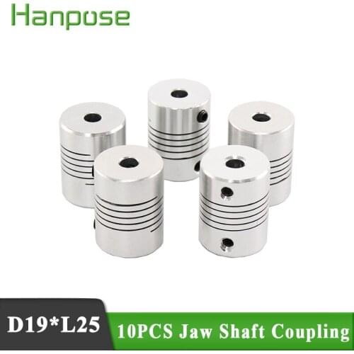 10PCS 3/4/5/6/6.35/7/8/10mm Flexible Coupling OD 19x25mm wholesale Dropshipping CNC Motor Jaw Shaft Coupler 5mm x 8mm