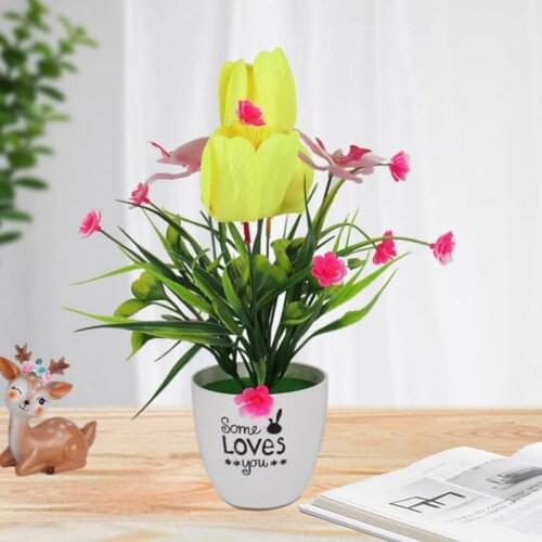 Artificial Plant Pot Not Wither Table Centerpiece Plastic Imitation Tulip Flower Pot Home Patio Courtyard Artificial Plant Pot