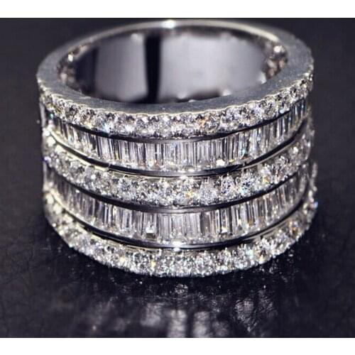 YaYI Fine Jewelry Fashion Princess Cut Multi-Color Claw Set Cubic Zirconia Silver Color Engagement Wedding Party Lovers Rings