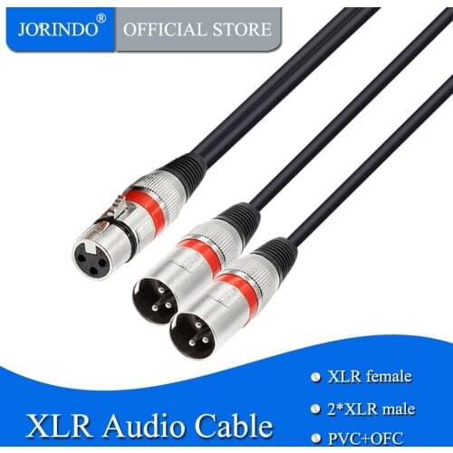 JORINDO 0.3M/9.8FT Dual 3-pin XLR male to 3-hole XLR audio cable,XLR One point two Microphone cable