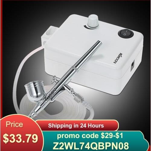 KKmoon Dual Action Airbrush Mini Air Compressor Set Gravity Feed Air Brush Kit for Tattoo Manicure Air Brush Nail Tool 100-250V
