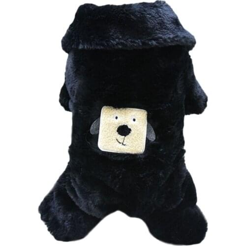 New Pet Clothes Teddy Small Dog Thick Suit Winter Warm Plush Rompers Flannel Four-legged Hoodie For Puppy Cat Clothes With Hat