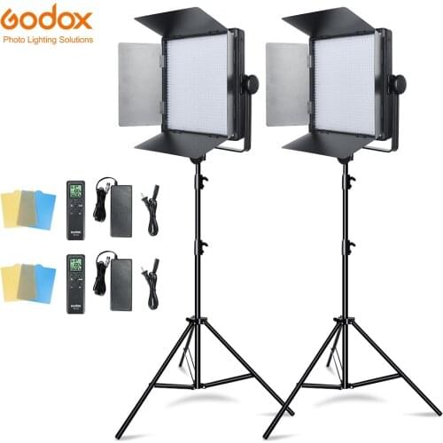 Godox 2PCS LED1000W 5600k Continuous Light Kit with 2pcs 2.8m Light Stand for Photography Wedding Camera Camcorder DV