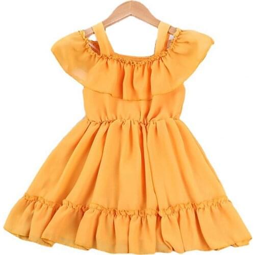 Summer Princess Dress One-word Collar Breathable Cotton Blend Girl Baby Princess Dress Girls Casual Dresses