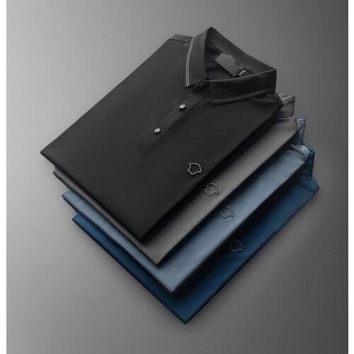 Summer Polo Shirt Men 2021New small logo Elasticity cozy fashion Business Short sleeve polo shirts men Ice silk Polo Shirt