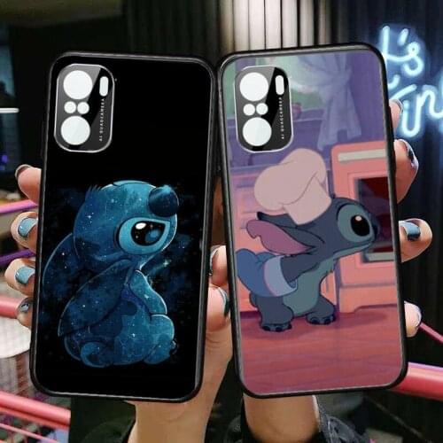 Cute Lovely Stitch Phone Case For xiaomi redmi POCO F1 F2 F3 X3 Pro M3 9C 10T Lite NFC Anime Black Cover Silicone Back Prett mi