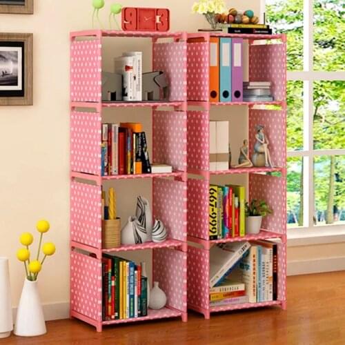 Multifunctional Simple Bookcase Bookshelf Floor Shelf Student Dormitory Bedroom Storage Shelf Unit Childrens Cabinet