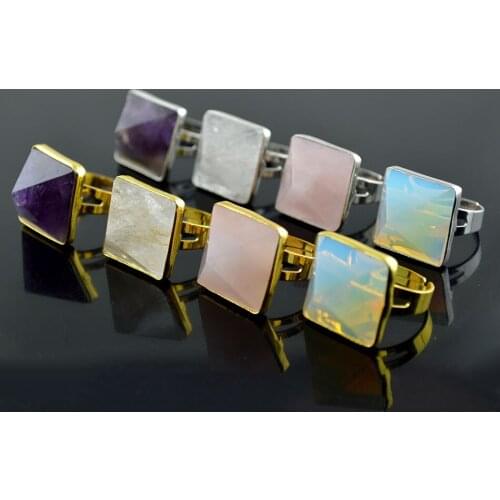 5pcs Many Colors Pyramid-shaped Fashion Women Finger Rings Gold and Silver Adjustable Ring For Men and Women Jewelry #11