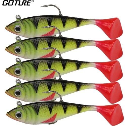 Goture 5pcs/lot 8.5cm/11g Soft Lure Bait Swimbait Fishing Baits With Treble Hook Carp Fishing Accessories