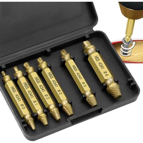 6cps/Set HSS Drill Bit Set Broken Head Screw Removal Tool Bolt Screw Extractor Breaker Screw Remover Stripping Tool