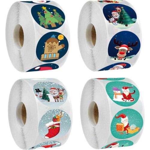 Merry Christmas Adhesive Stickers Decoration Xmas Tree Elk Snowman Santa Claus Gift Packaging Box Label New Year Party Supplies