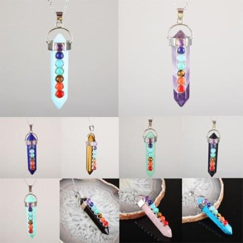 NEW 52x10MM Aventurine Quartz Onyx Lapis Opal Purple Crystal Rose Pink Crystal Howlite Stone Cone Hexagon Faceted Bead Pendant 1