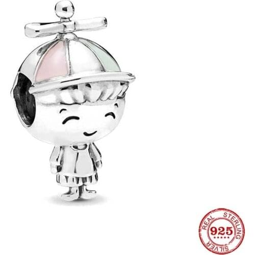 New Original silver color boy with hat diy bead charm fit european pandora charms bracelet bangles diy jewelry P220