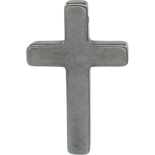 DoreenBeads Created Hematite Charm Pendants Cross Religion Gunmetal 33x21mm,20PCs (B22179), yiwu
