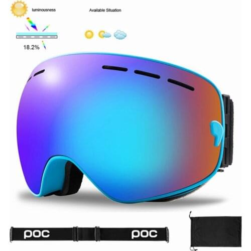 POC Ski Goggles Magnetic Double Layers Anti-fog Big Ski Mask Glasses Outdoor Sport UV400 Snow Snowboard Goggles for Men Women