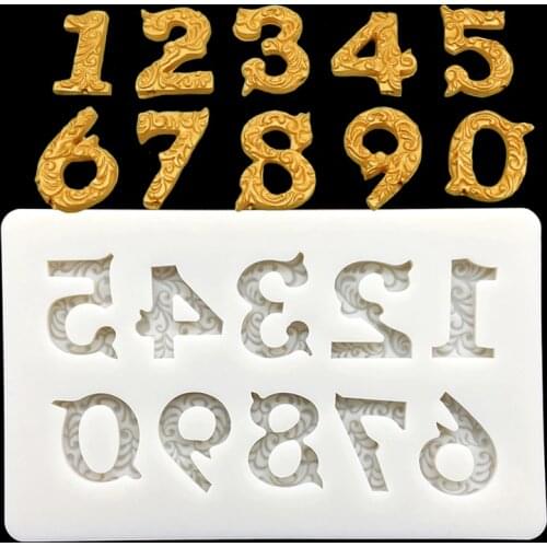 Wholesale 10 pcs Number Silicone Mold Sugarcraft Chocolate Cupcake Baking Mold Fondant Cake Decorating Tools