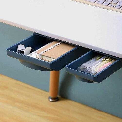 Under Desk Organiser Hidden Self-Adhesive Under Table Drawer Large Capacity Punch-Free Under Table Desk Drawer Organizer