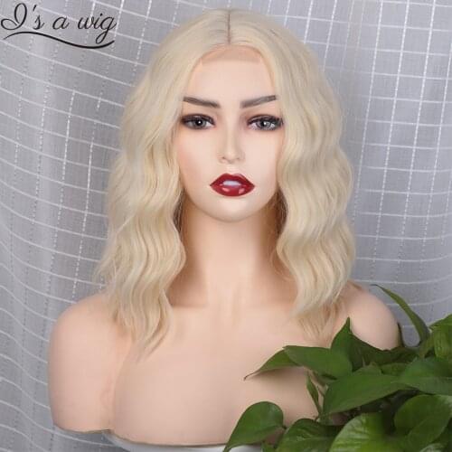 Is a wig Synthetic wig Short Natural Wave Blonde Wig for Black Women Pink Red Purple Heat Resistant False Hair