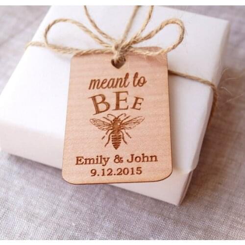 Personalized Meant to Bee Wooden wedding thank you gift favor hang tags engagement bridal shower party favors invitation labels
