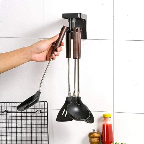 Rotate Kitchen Hooks Bathroom Hanger Self Adhesive Wall Mounted 6hooks Storage Rack Kitchenware Towel Storage Hooks Home Storage