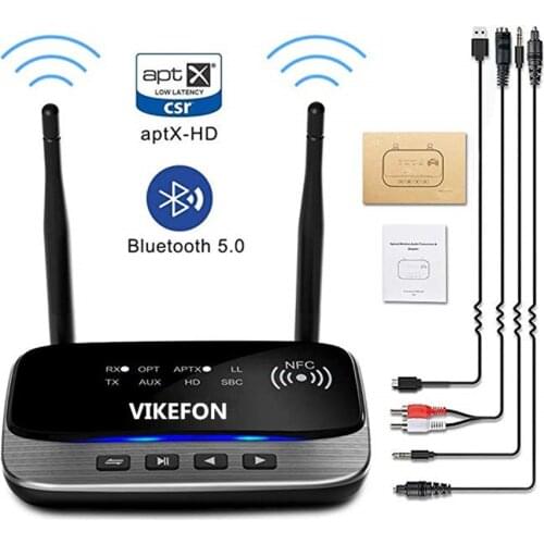 Bluetooth Transmitter Receiver Long Range 5.0 Audio Adapter for TV Home Stereo PC Headphone, AptX LL/HD,Optical RCA AUX 3.5mm